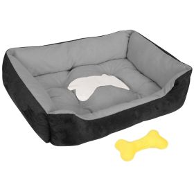 Pet Dog Bed Soft Warm Fleece Puppy Cat Bed Dog Cozy Nest Sofa Bed Cushion Mat S Size (Color: BLACK, size: S)