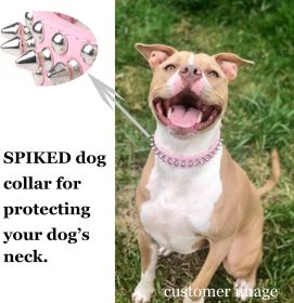 Adjustable Microfiber Leather Spiked Studded Dog Collar with a Squeak Ball Gift for Small Medium Large Pets Like Cats/Pit Bull/Bulldog/Pugs/Husky (Color: BLACK, size: XXL(19.7"-22.4" / 50cm-57cm))