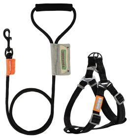 Touchdog 'Macaron' 2-in-1 Durable Nylon Dog Harness and Leash (Color: BLACK, size: small)